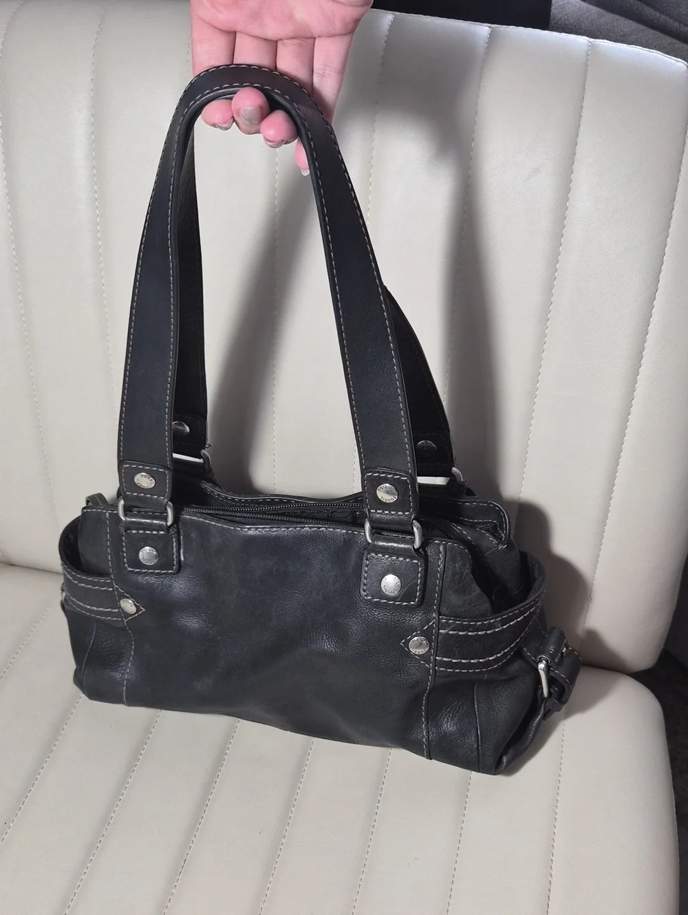 Fossil Classic Black Leather Shoulder Bag Y2K